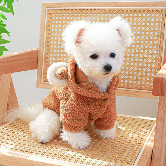 Pet Comfortable Lambswool Round Bear Hoodie